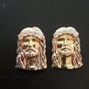 10K gold Jesus earrings